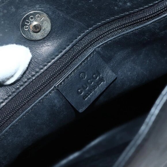 GUCCI Shoulder Bag Leather Black Silver 001 3167 - Picture 12 of 16